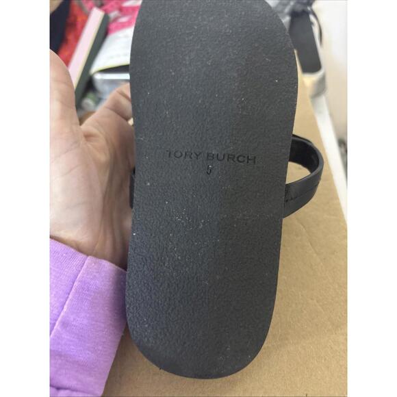 Tory Burch Miller Cloud Leather Sandal BLACK US 5 AUTHENTIC - Picture 6 of 16